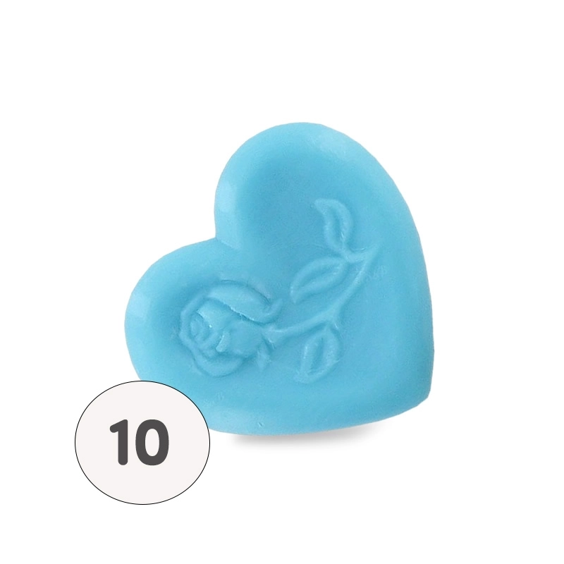 Savon forme cœur avec rose bleue - Sac 10 